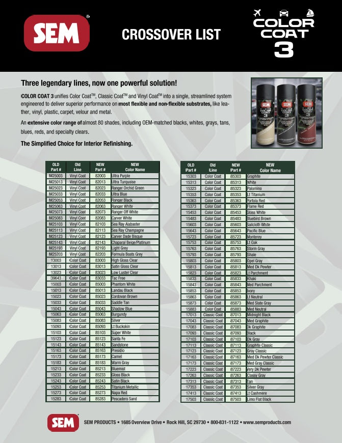 SEM Color Coat™ 3 Flexible Coating Auto Interior Paint
