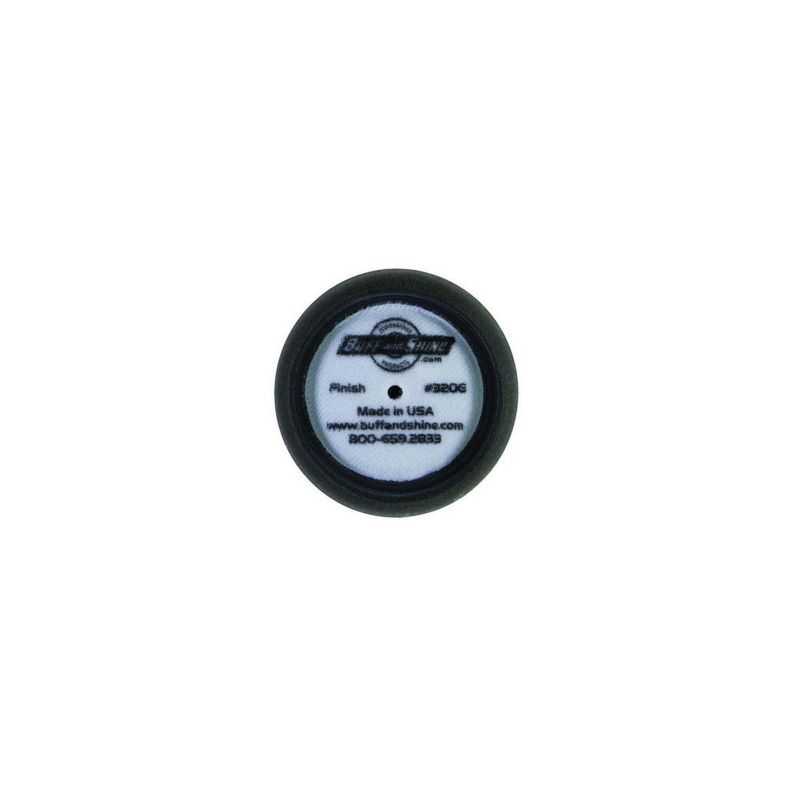 BUFF and SHINE 320G Curved Back Grip Pad, 3 in Dia, 1 in THK, Hook and Loop Attachment, Polyester Foam Pad, Black