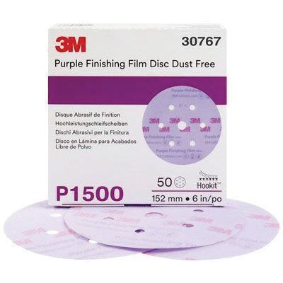 3M™ Hookit™ 6" Purple Finishing Film Abrasive Disc Dust Free, 50 Discs per box