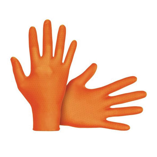 SAS® Astro-Grip™ Latex-Free Disposable Gloves, Nitrile, Orange, 100 Gloves per box