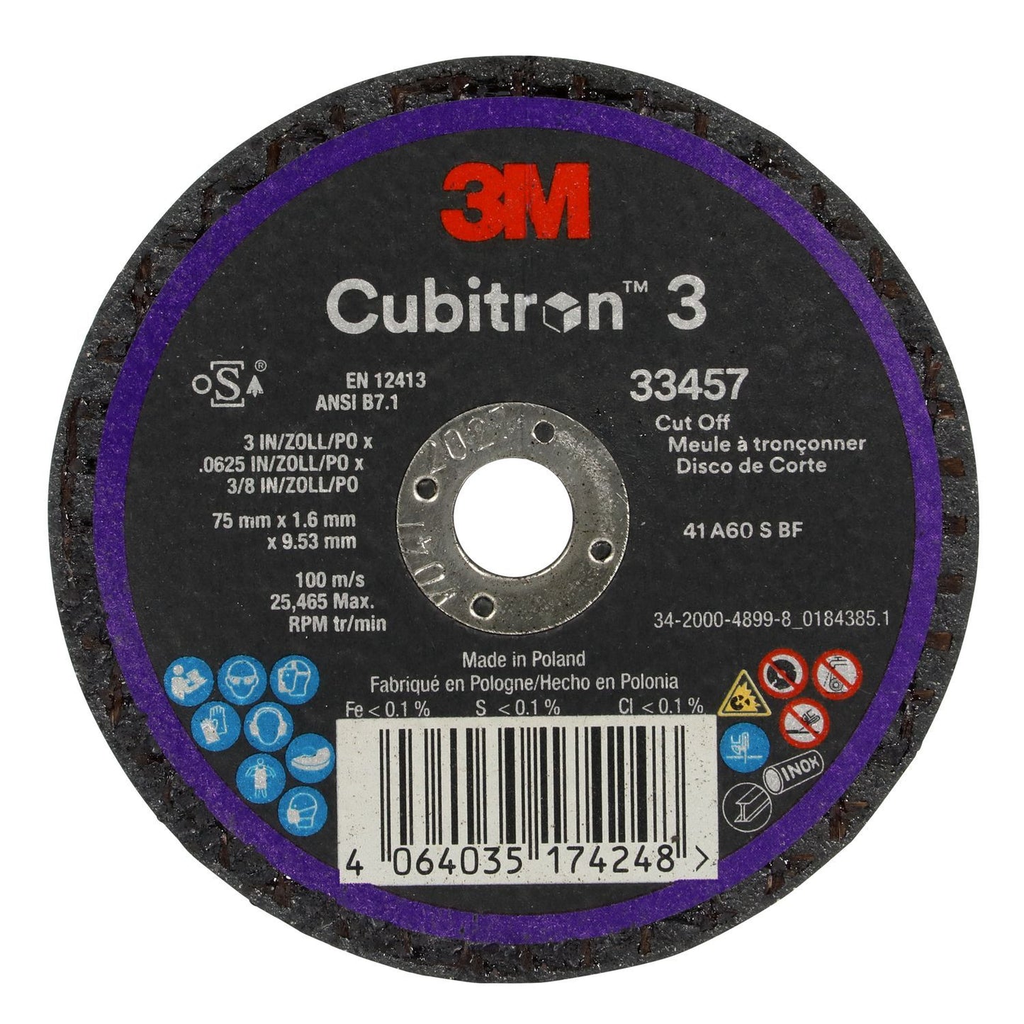 3M™ Cubitron™ 3 Cut-Off Wheel, 5 Wheels per pack