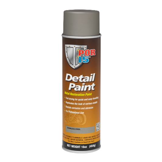 POR-15® 41818 Detail Paint, 16 oz Aerosol Can, Stainless Steel