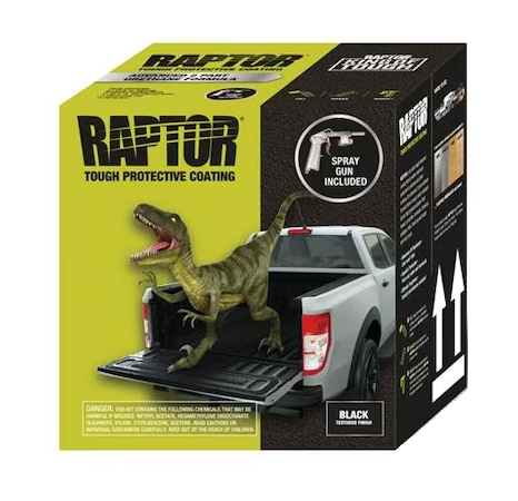 U-POL®  RAPTOR® 0820VG Low VOC Raptor Kit with Spray Gun, 1 gal, Black, 125 sq-ft Coverage