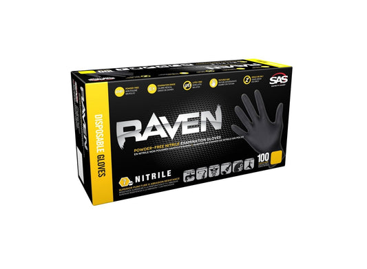 SAS® Raven® Extra Strength Disposable Gloves, 100 Gloves per box
