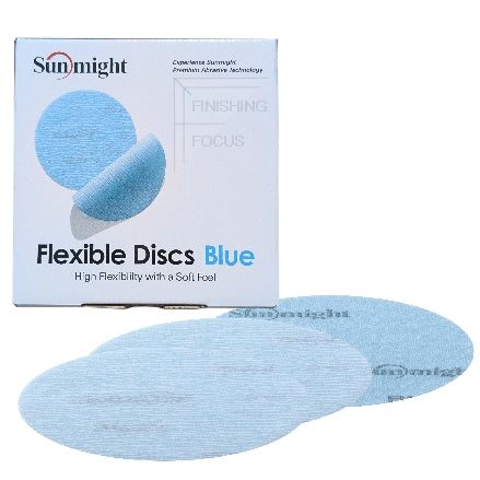 Sunmight Flexible Film 6" No Hole Disc 60218, 400-600 Grit, Blue, 25 Discs per box