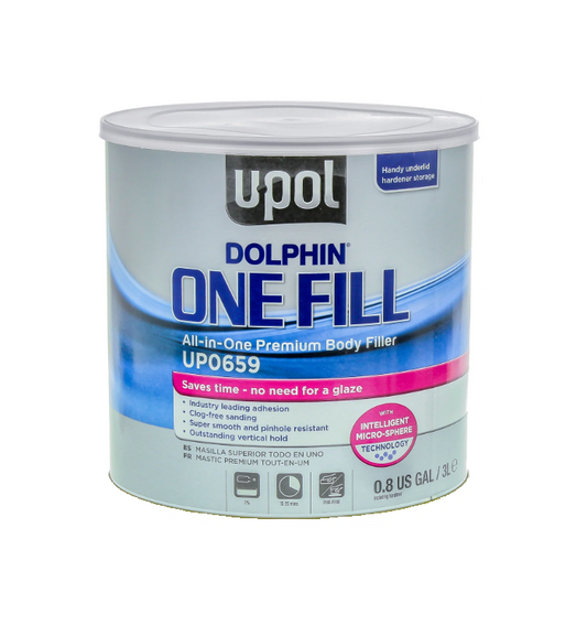 U-POL® DOLPHIN™ UP0659 Premium All-In-One Body Filler, 1 gal Tin, Off-White, Paste