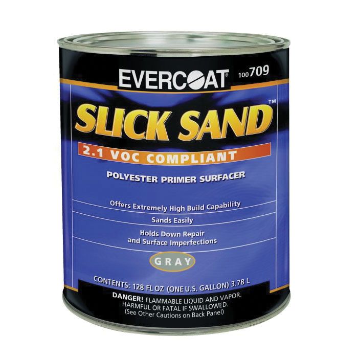 EVERCOAT® SLICK SAND™ 100709 Extra High-Build Polyester Primer Surfacer, 1 gal Round Can, Gray