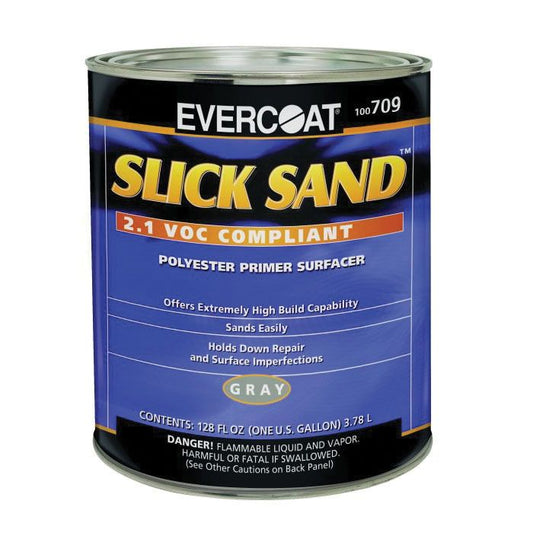 EVERCOAT® SLICK SAND™ 100709 Extra High-Build Polyester Primer Surfacer, 1 gal Round Can, Gray