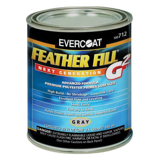 EVERCOAT® FEATHER FILL® G 2™ 100712 High-Build Polyester Primer Surfacer, 1 qt Round Can, Gray, High-Build