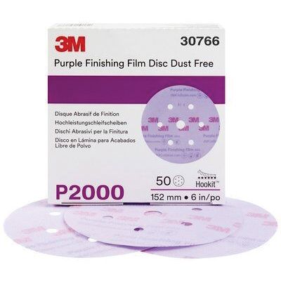 3M™ Hookit™ 6" Purple Finishing Film Abrasive Disc Dust Free, 50 Discs per box