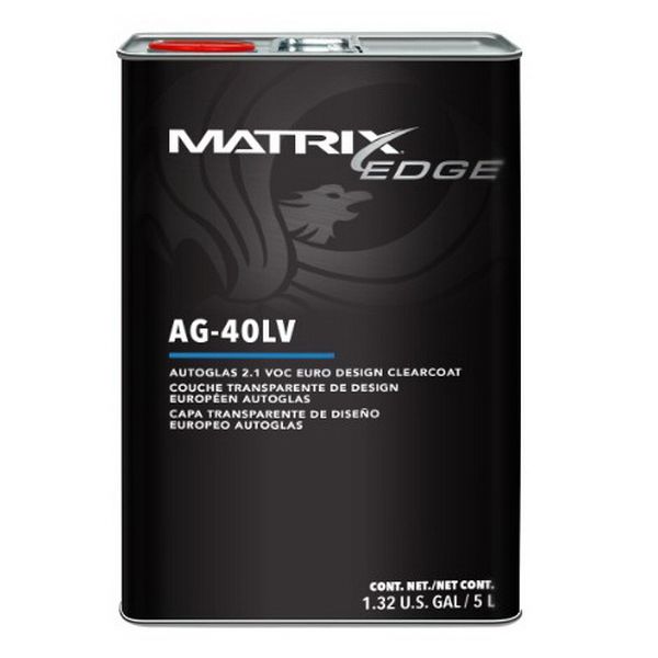 MATRIX Autoglas® AG-40LV-L05 2.1 VOC Euro Design Clearcoat, 5 L Can, 59.3 g/L VOC, 2:1 Mixing