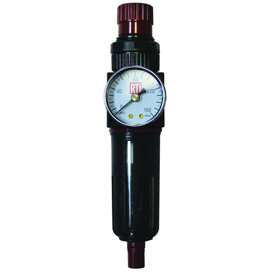 RTi FR250-G Filter/Regulator, 1/4 in Inlet/Outlet, 30 scfm, 5 um, 120 deg F Maximum, 230 psig Maximum Supply