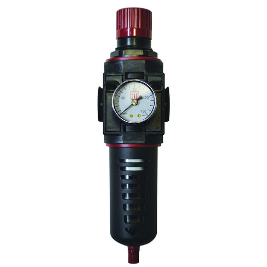 RTi FR500-G Filter/Regulator, 1/2 in Inlet/Outlet, 80 scfm, 5 um, 120 deg F Maximum, 180 psig Maximum Supply